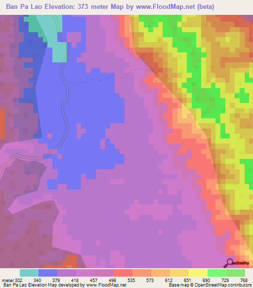 Ban Pa Lao,Thailand Elevation Map