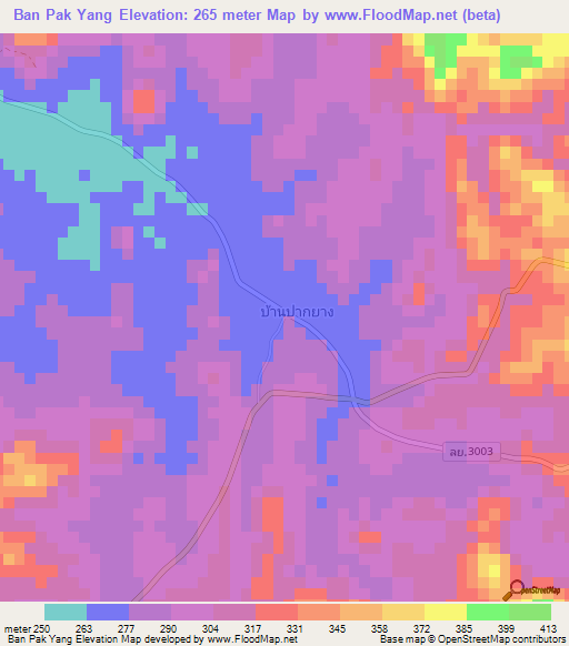 Ban Pak Yang,Thailand Elevation Map