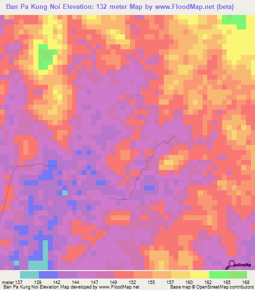 Ban Pa Kung Noi,Thailand Elevation Map
