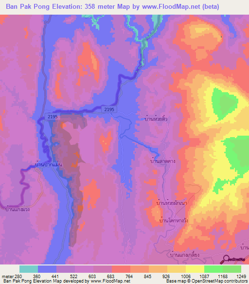 Ban Pak Pong,Thailand Elevation Map
