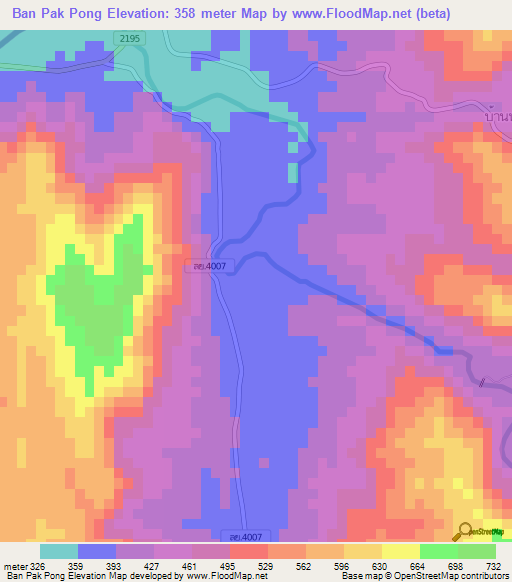 Ban Pak Pong,Thailand Elevation Map
