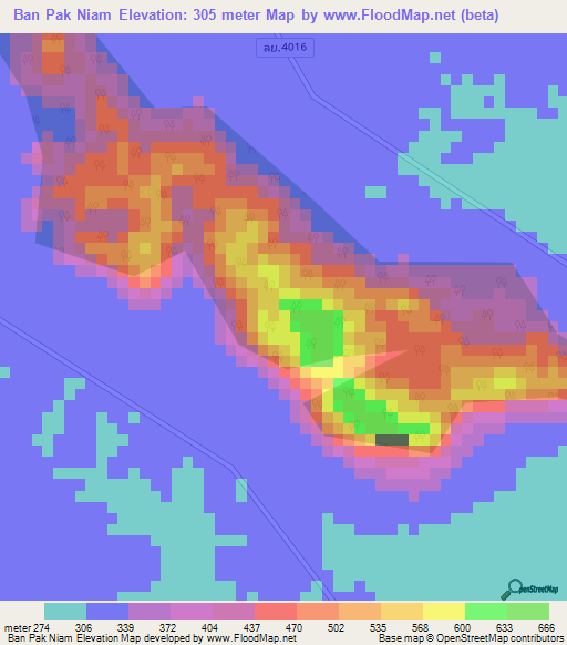 Ban Pak Niam,Thailand Elevation Map