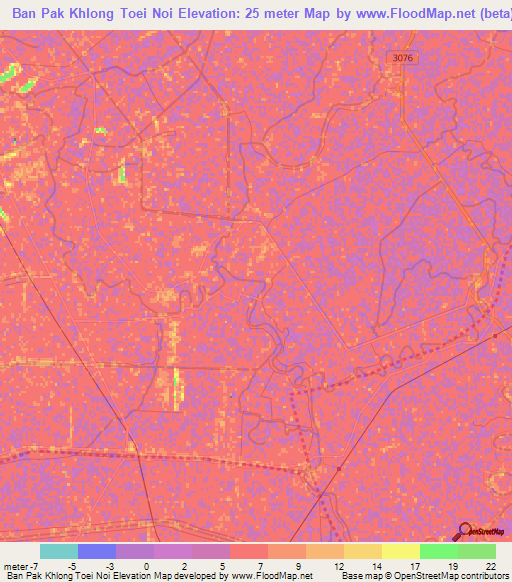 Ban Pak Khlong Toei Noi,Thailand Elevation Map