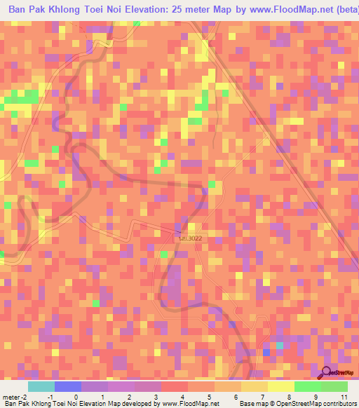 Ban Pak Khlong Toei Noi,Thailand Elevation Map