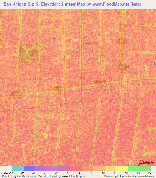 Ban Khlong Sip Si,Thailand Elevation Map