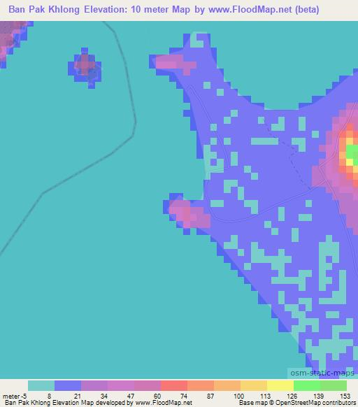 Ban Pak Khlong,Thailand Elevation Map