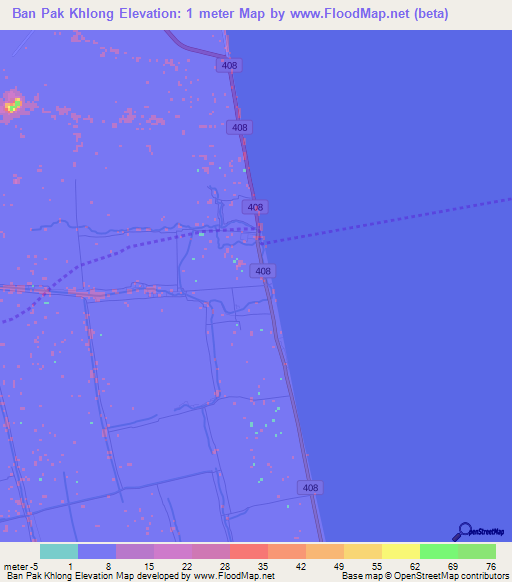 Ban Pak Khlong,Thailand Elevation Map