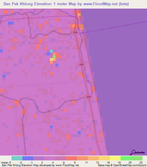 Ban Pak Khlong,Thailand Elevation Map