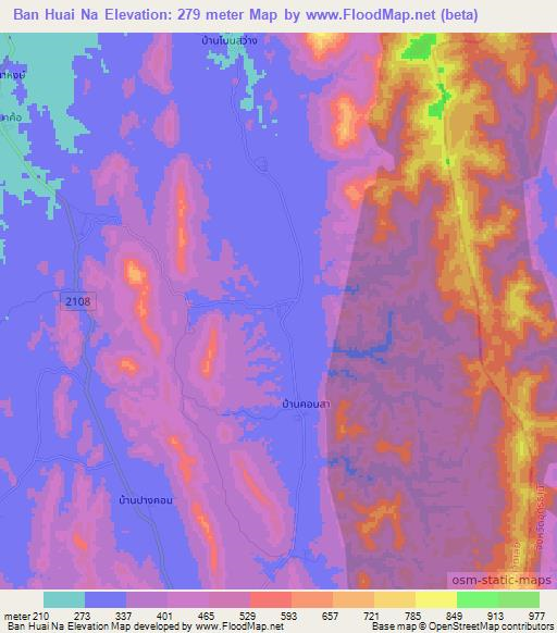 Ban Huai Na,Thailand Elevation Map