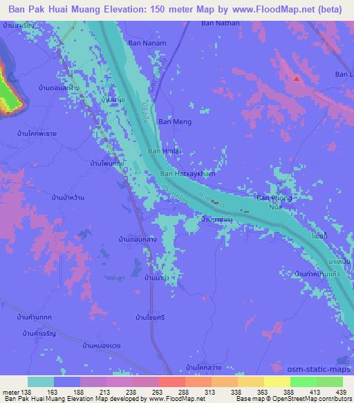 Ban Pak Huai Muang,Thailand Elevation Map