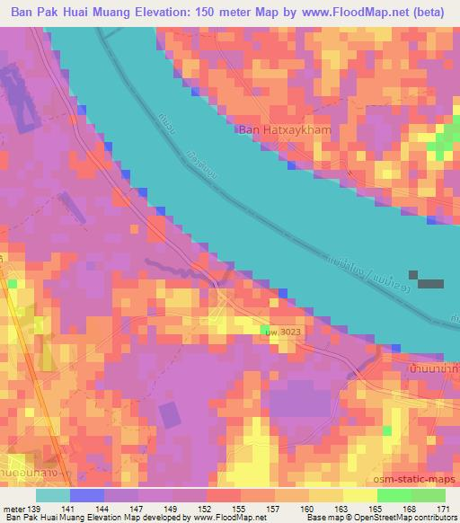 Ban Pak Huai Muang,Thailand Elevation Map