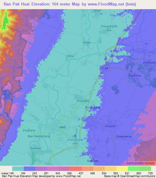 Ban Pak Huai,Thailand Elevation Map