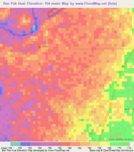 Ban Pak Huai,Thailand Elevation Map