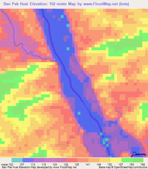 Ban Pak Huai,Thailand Elevation Map