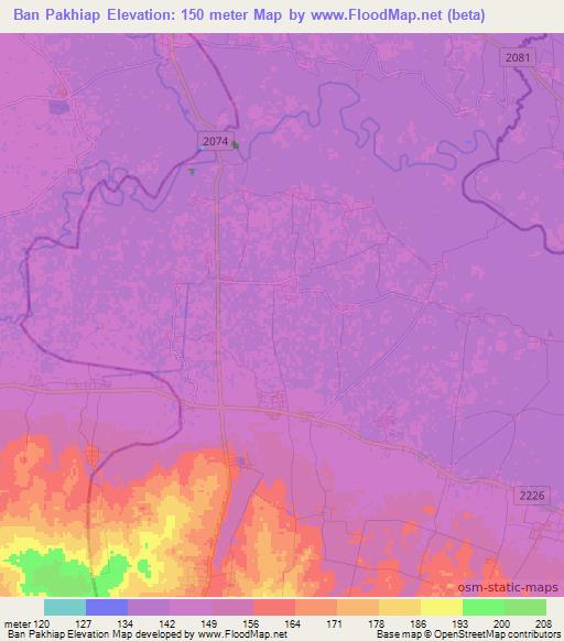 Ban Pakhiap,Thailand Elevation Map