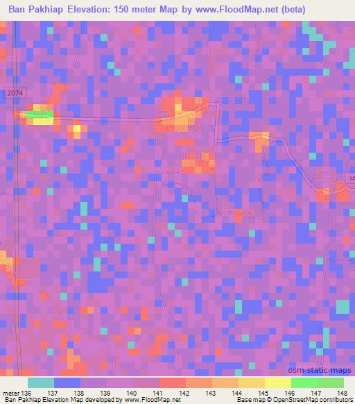 Ban Pakhiap,Thailand Elevation Map
