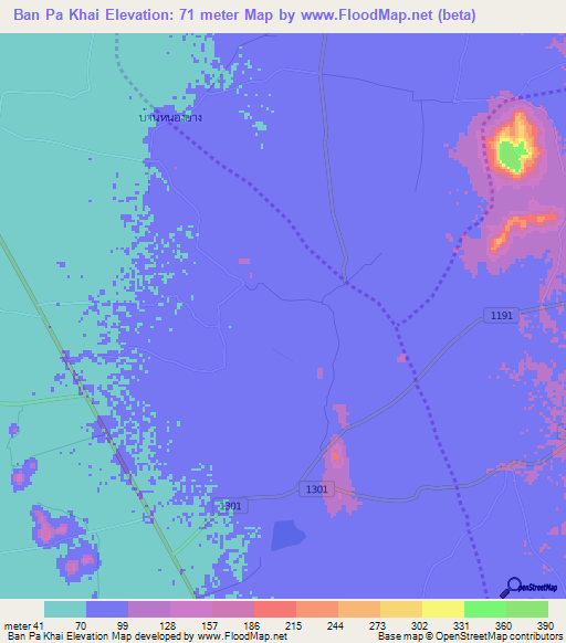 Ban Pa Khai,Thailand Elevation Map