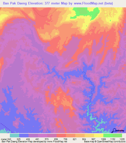 Ban Pak Daeng,Thailand Elevation Map