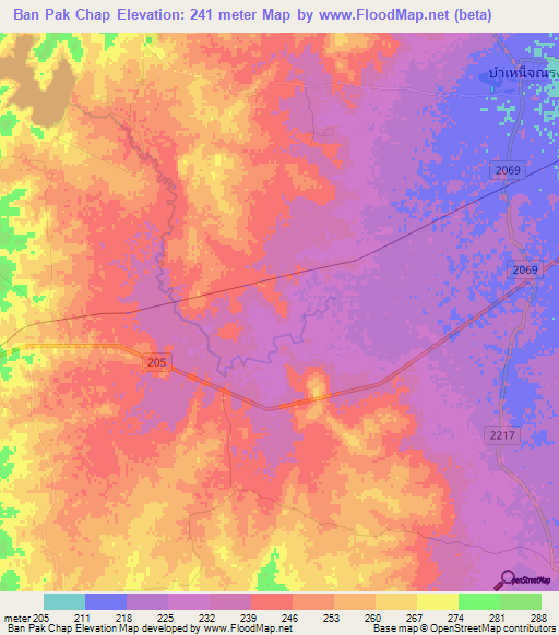 Ban Pak Chap,Thailand Elevation Map