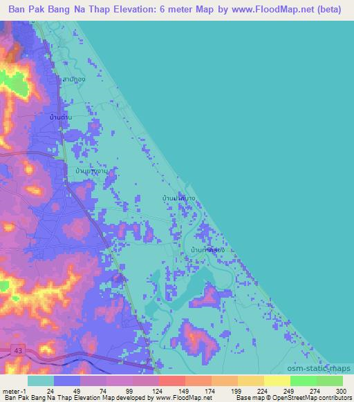 Ban Pak Bang Na Thap,Thailand Elevation Map
