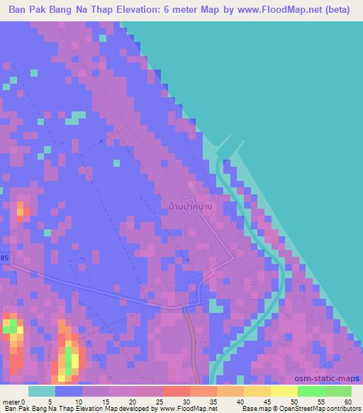 Ban Pak Bang Na Thap,Thailand Elevation Map