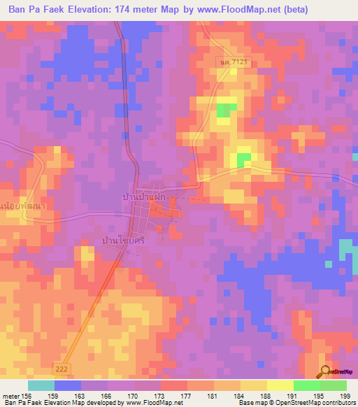 Ban Pa Faek,Thailand Elevation Map
