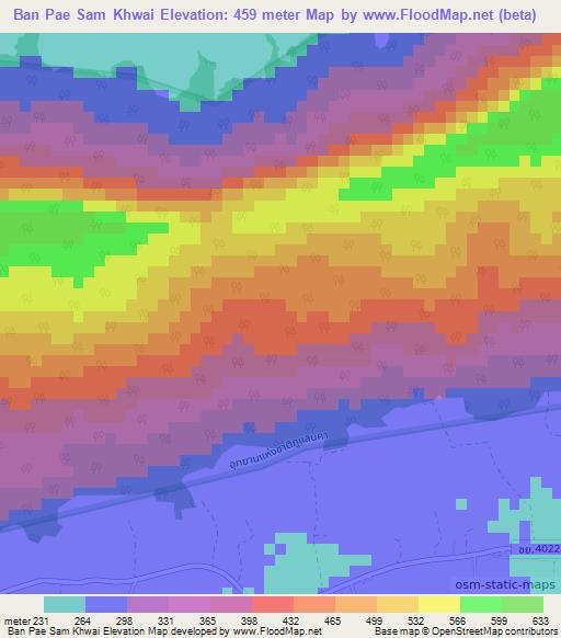 Ban Pae Sam Khwai,Thailand Elevation Map