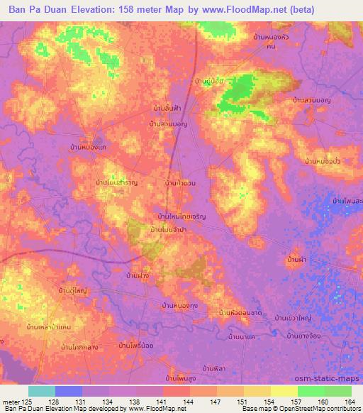 Ban Pa Duan,Thailand Elevation Map