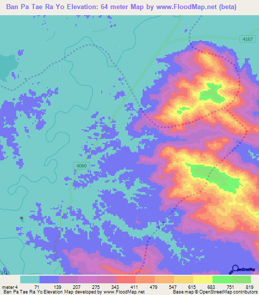 Ban Pa Tae Ra Yo,Thailand Elevation Map