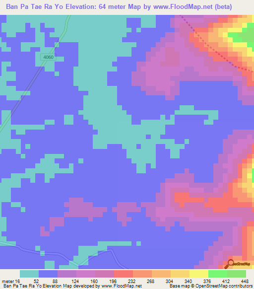 Ban Pa Tae Ra Yo,Thailand Elevation Map