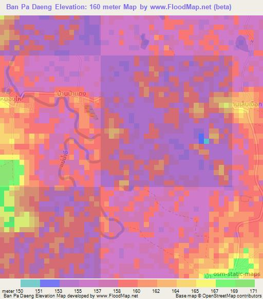 Ban Pa Daeng,Thailand Elevation Map