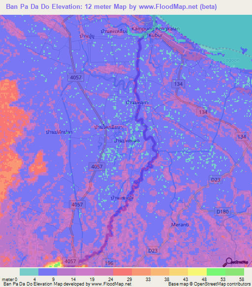 Ban Pa Da Do,Thailand Elevation Map