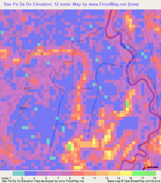 Ban Pa Da Do,Thailand Elevation Map