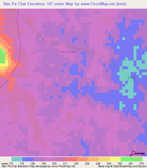 Ban Pa Chat,Thailand Elevation Map