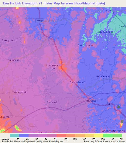 Ban Pa Bak,Thailand Elevation Map