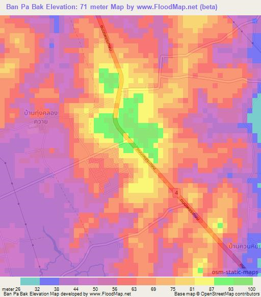 Ban Pa Bak,Thailand Elevation Map