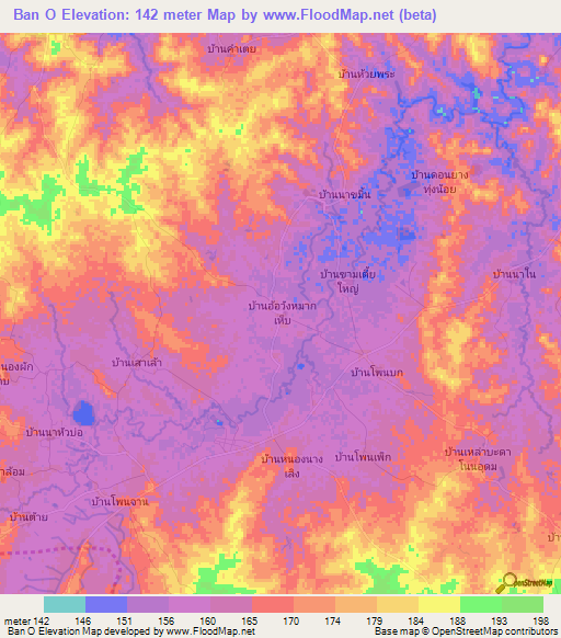 Ban O,Thailand Elevation Map