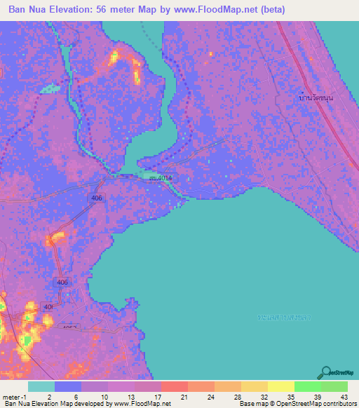 Ban Nua,Thailand Elevation Map