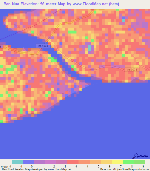 Ban Nua,Thailand Elevation Map