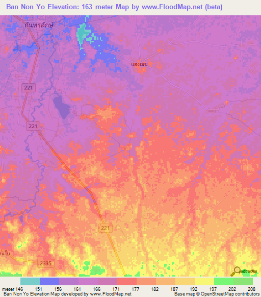 Ban Non Yo,Thailand Elevation Map