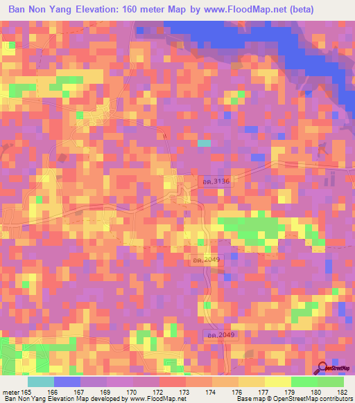 Ban Non Yang,Thailand Elevation Map