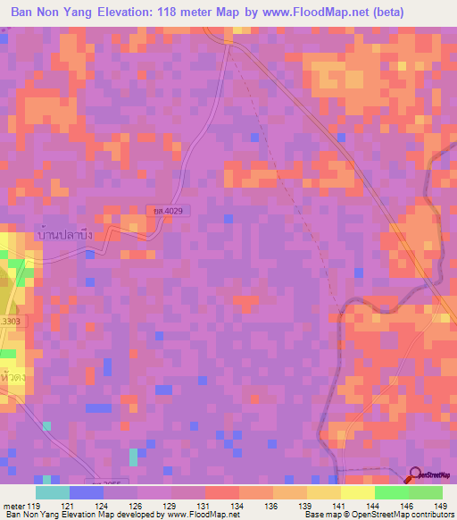 Ban Non Yang,Thailand Elevation Map