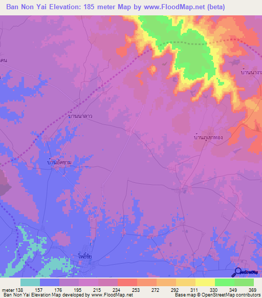 Ban Non Yai,Thailand Elevation Map
