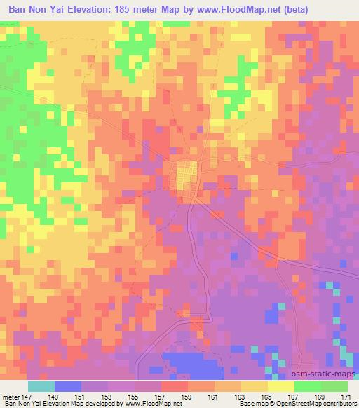 Ban Non Yai,Thailand Elevation Map