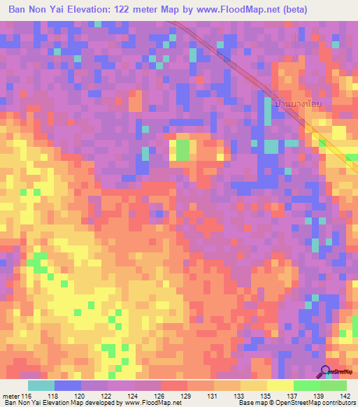 Ban Non Yai,Thailand Elevation Map