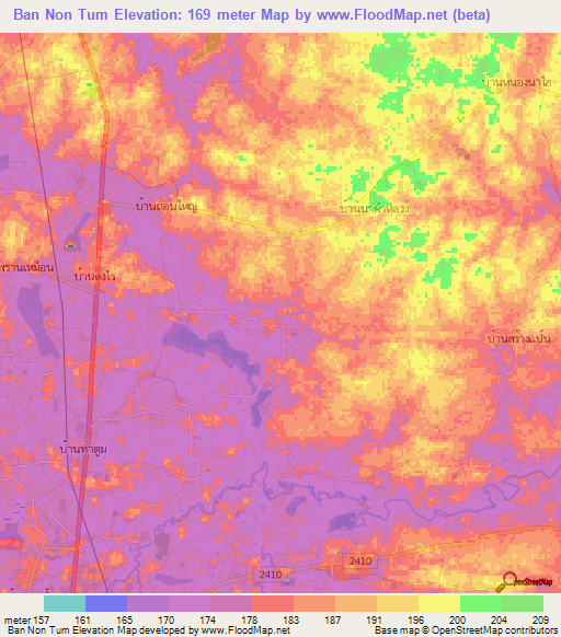 Ban Non Tum,Thailand Elevation Map