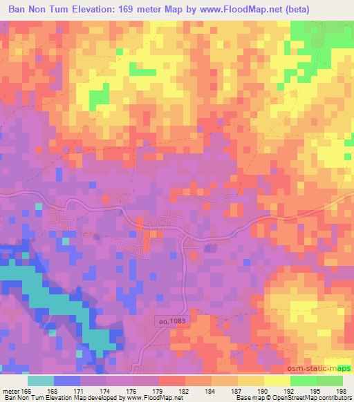 Ban Non Tum,Thailand Elevation Map