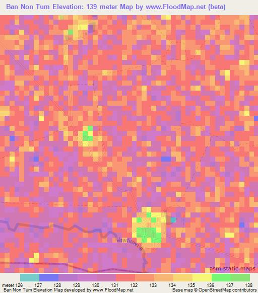 Ban Non Tum,Thailand Elevation Map