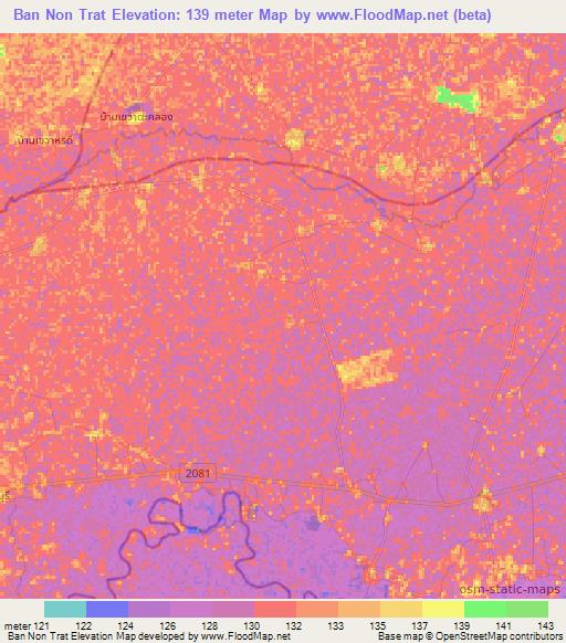 Ban Non Trat,Thailand Elevation Map
