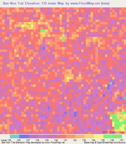 Ban Non Trat,Thailand Elevation Map
